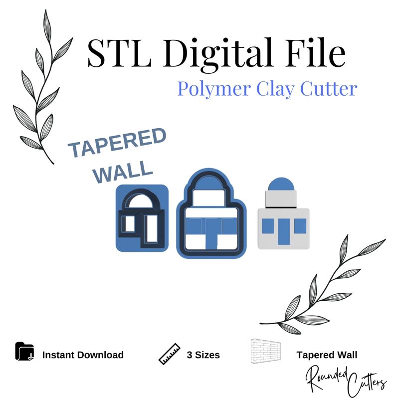 Greek House Polymer Clay Cutter, Digital STL File, Tapered Wall,  Instant Download, STL file for 3D Printer, Cutters Set, 3 sizes, #320