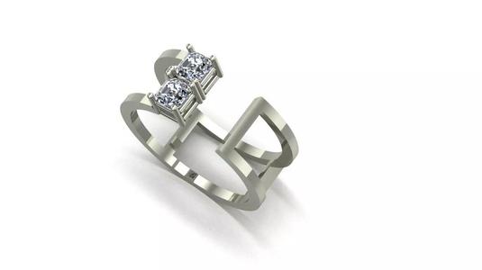 Ring with 2 Gems 3D model for print