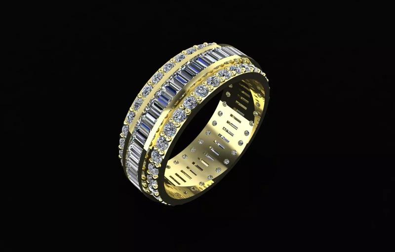 Engagement and Wedding Ring 3D