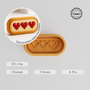 Health Bar Cookie Cutter & Stamp, Game-Inspired Energy Meter, 6-Piece Set, S/M/L Sizes, Perfect for Fondant
