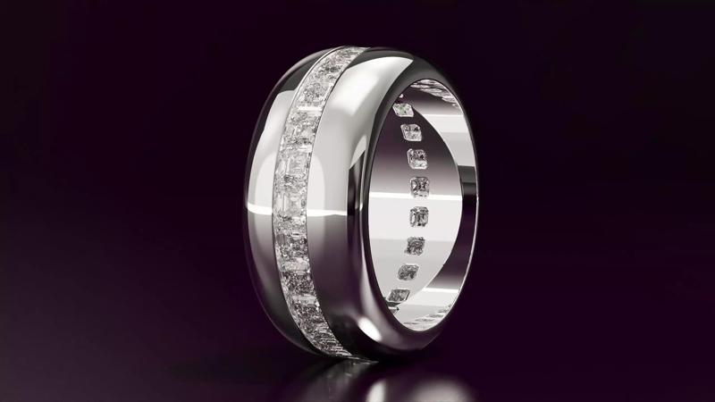 Channel Set Emerald Square Eternity Ring N10 295CT EU54