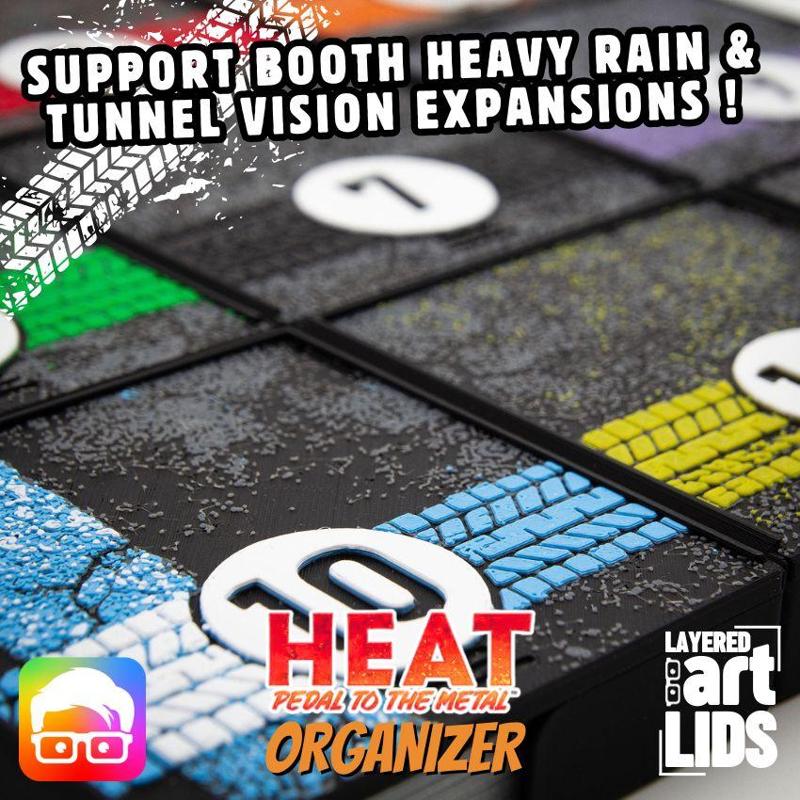 HEAT PEDAL TO THE METAL BOARD GAME ORGANIZER (SUPPORT BOOTH HEAVY RAIN AND TUNNEL VISION EXPANSIONS!) BY AM-MEDIA.BIZ [TABLETOP BOARD GAME INSERTS SKU: HEAT001]