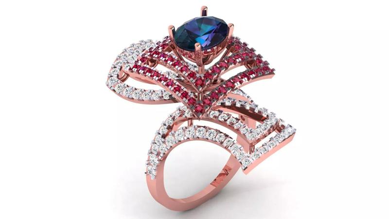 COCKTAIL RING WITH BLUE SAPPHIRE