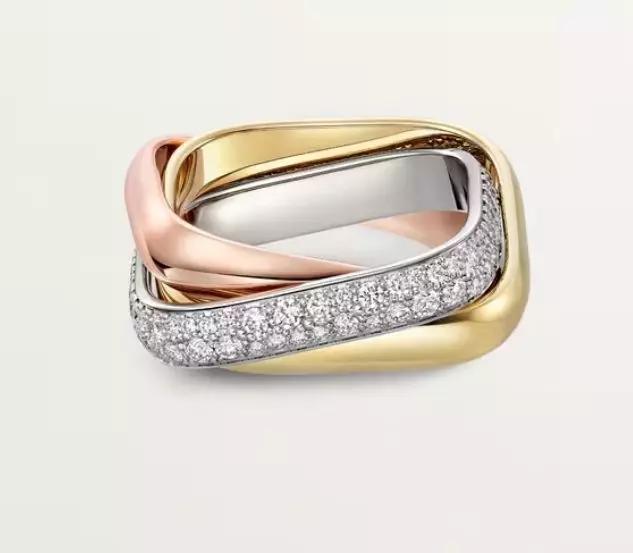 Cartie Trinity ring cushion shaped medium model half paved