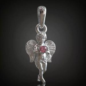Angel Boy Pendant with Gem in Arms