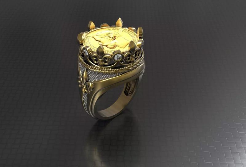 CROWN RING WITH COIN