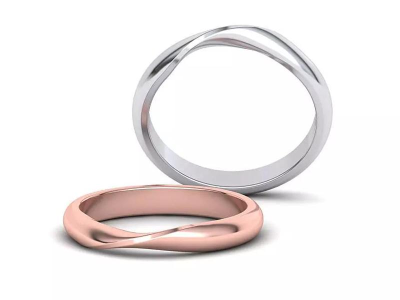 D-shaped Mobius Wedding band 3mm 3dmodel