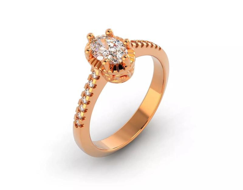 D-0872 rose gold engagement ring with diamonds