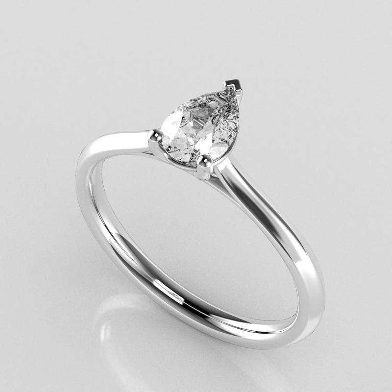 Classic Shoulder Solitaire Ring - Pear Shape - 50 ct points
