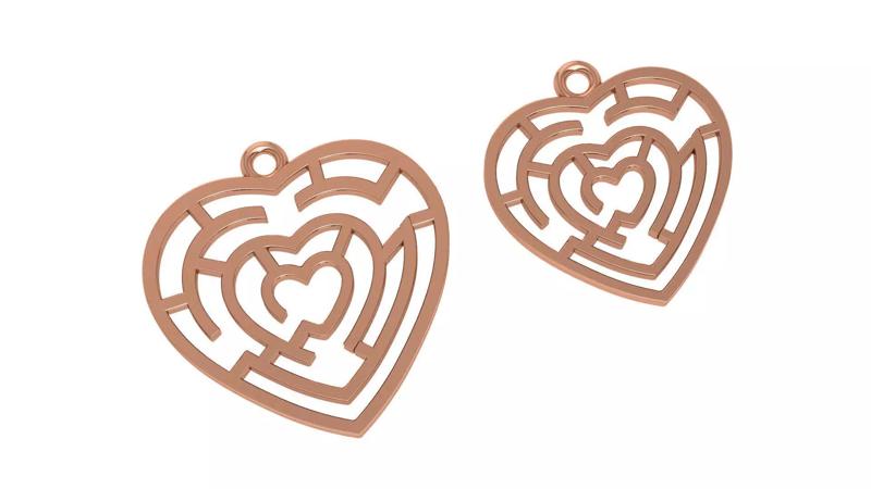 Heart Love Wire Mesh Plain Gold Pendant