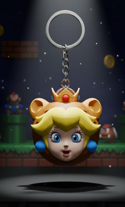 Princess Peach Keychain - Tanooki Suit Transformation - Super Mario - Ready to Print