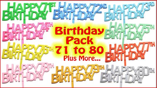 Birthday Cake Toppers Pack. Ages 71 to 80