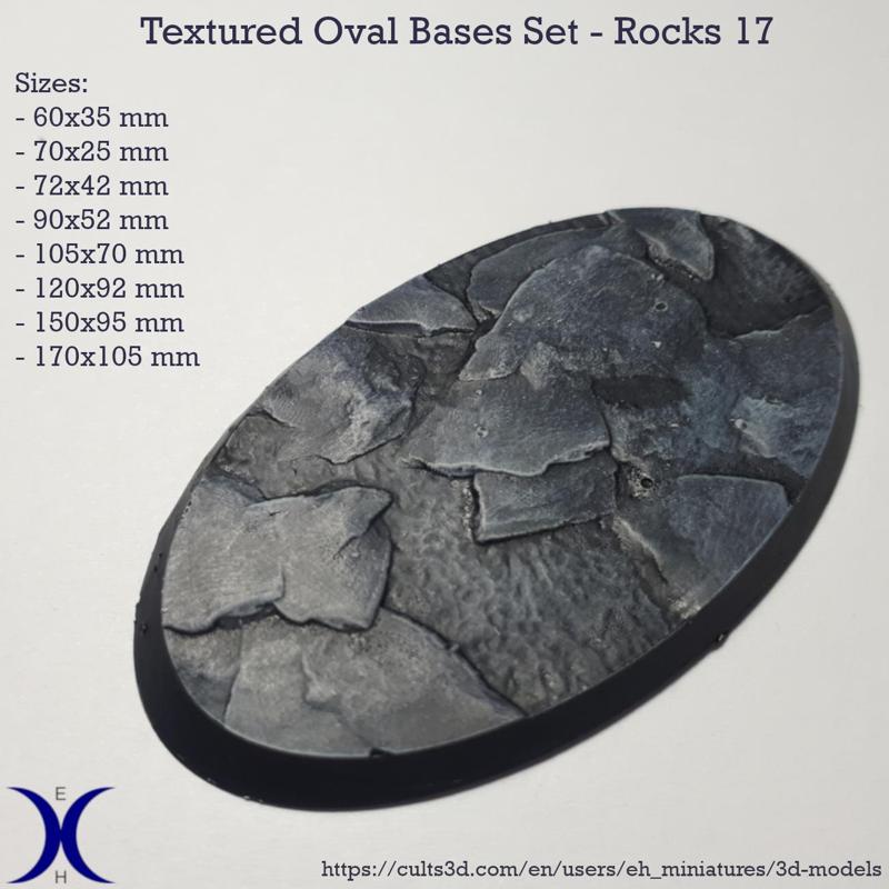 Oval Bases Set – Rocks 17 Texture (60–170MM) | Perfect For Tabletop Wargames & RPG's