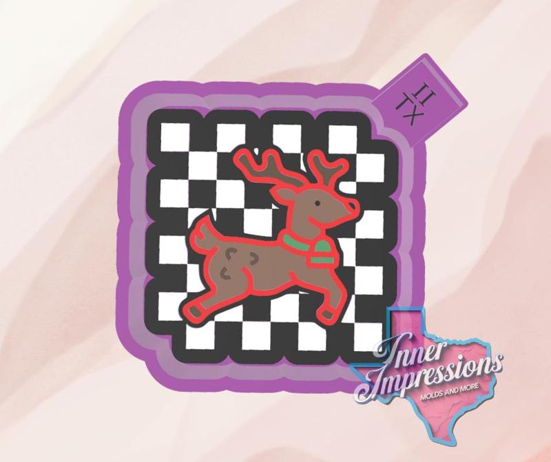 Checkered Christmas Deer Freshie Mold