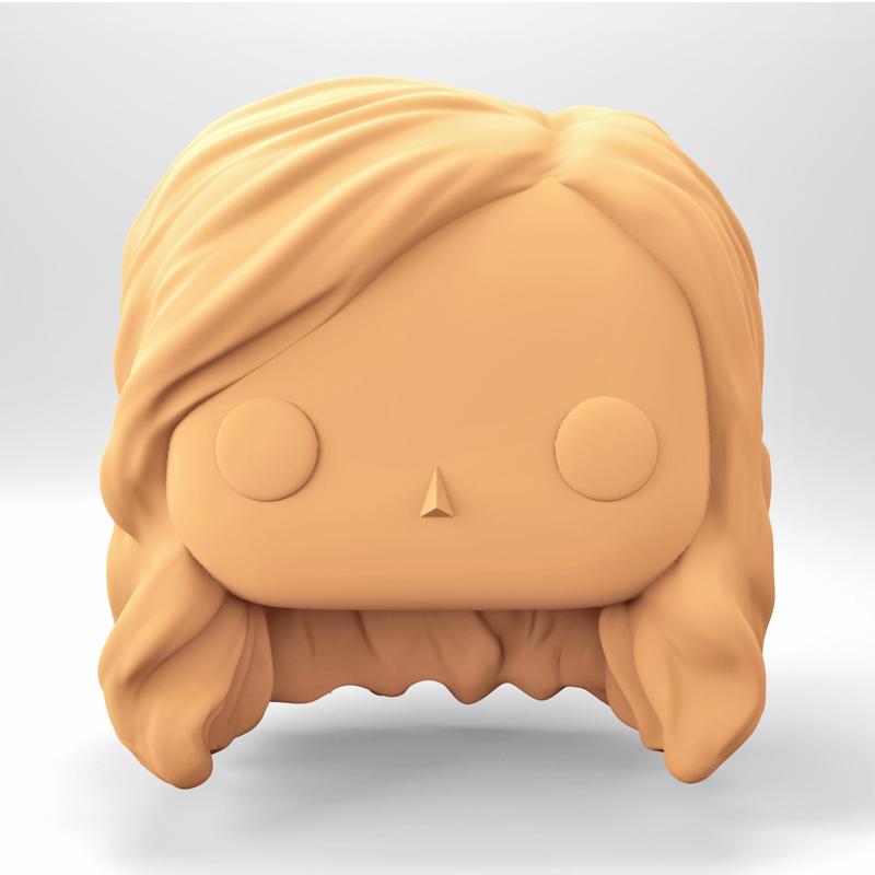 A female head in a POP style.  Half Up Half Down hair. WH_2-1