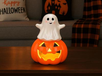 Pumpkin with Ghost for LED Tealight Pumpkin Halloween
