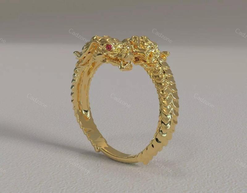 Dragon Head Gold Ring - 3D Printable Model