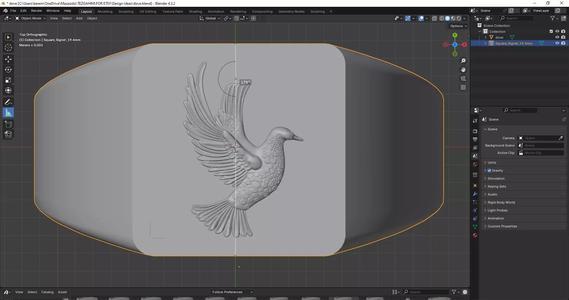 Dove Ring - Ready to 3d Print and Lost wax casting