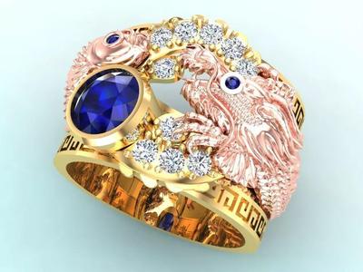 Dragon Carp ring - Dragon ring - Carp ring