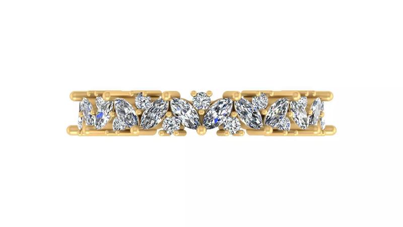 Elegant Marquise and Round Cut Diamond Band Ring