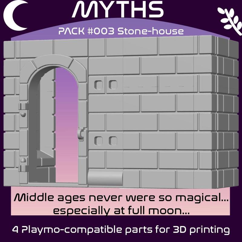 MYTHS - Stone House - PLAYMOBIL COMPATIBLE PARTS for 3D printing