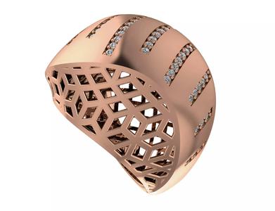 Diamond Line Wire Mesh High Jewelry Italian Cocktail Ring