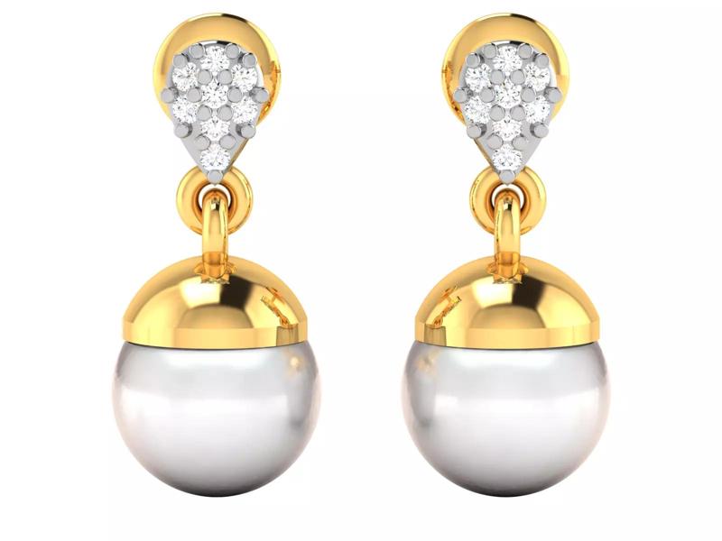 Women pearl earrings 3dm render detail