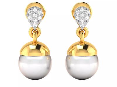 Women pearl earrings 3dm render detail