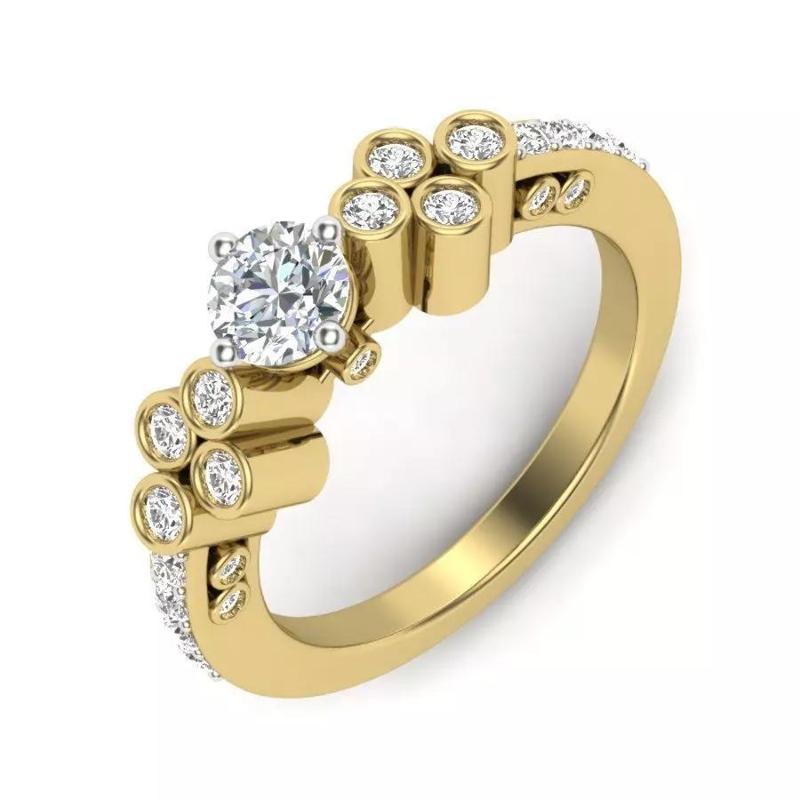 Solitaire classy women wedding ring 3dm render detail