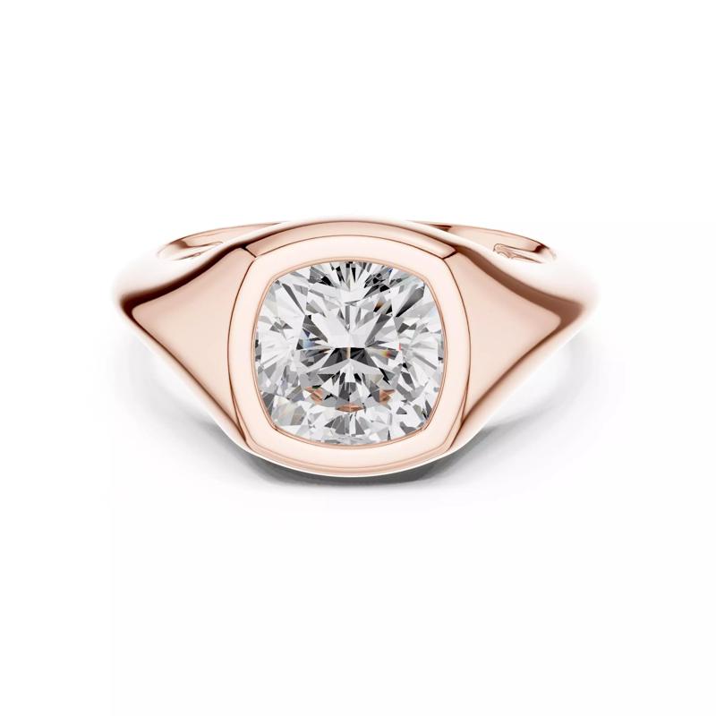 Solitaire Bezel Set Cushion Cut Taper Shank Wedding Ring Video