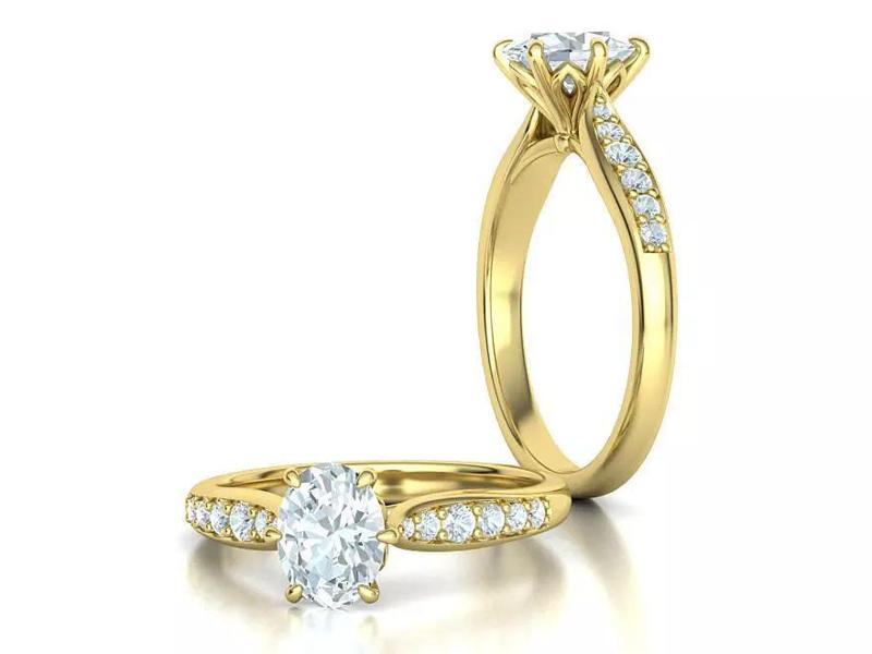 Solitaire Engagement Ring Oval Stone 8x6  3dmodel