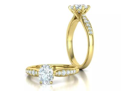 Solitaire Engagement Ring Oval Stone 8x6  3dmodel