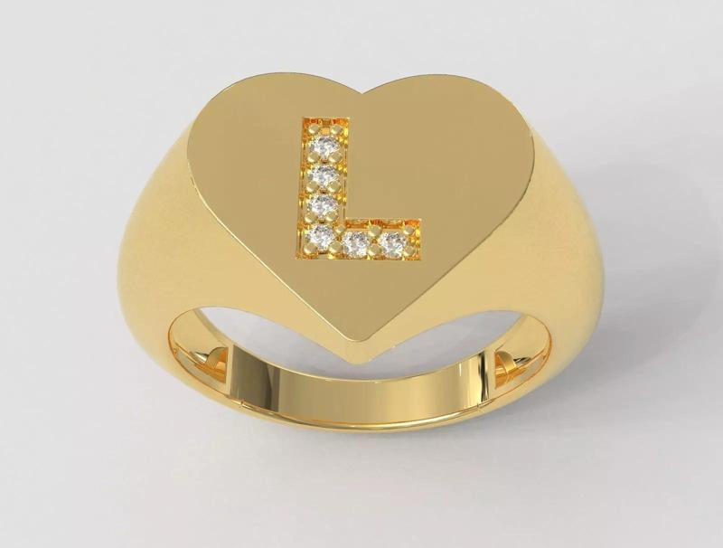 Heart Letter Ring - L