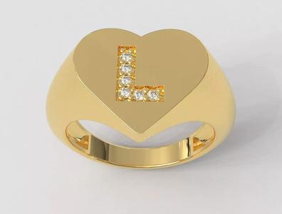 Heart Letter Ring - L