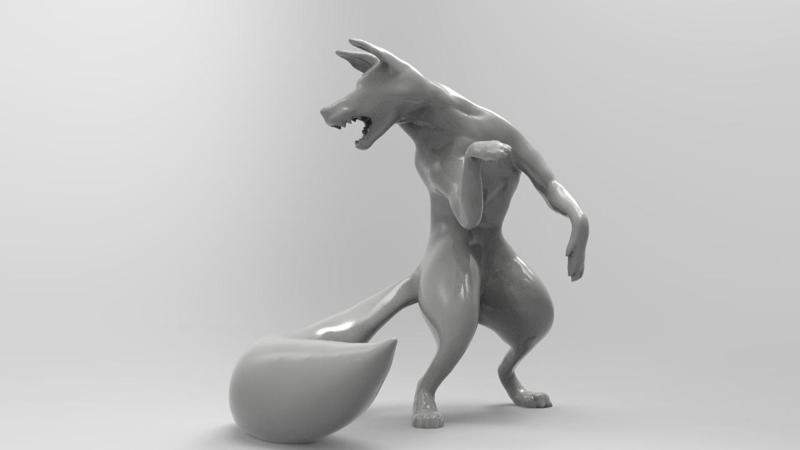 modelo de zorro o lobo levantandose