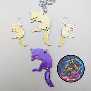 Fox Jewelry Set, Hanging tails Necklace and Earrings