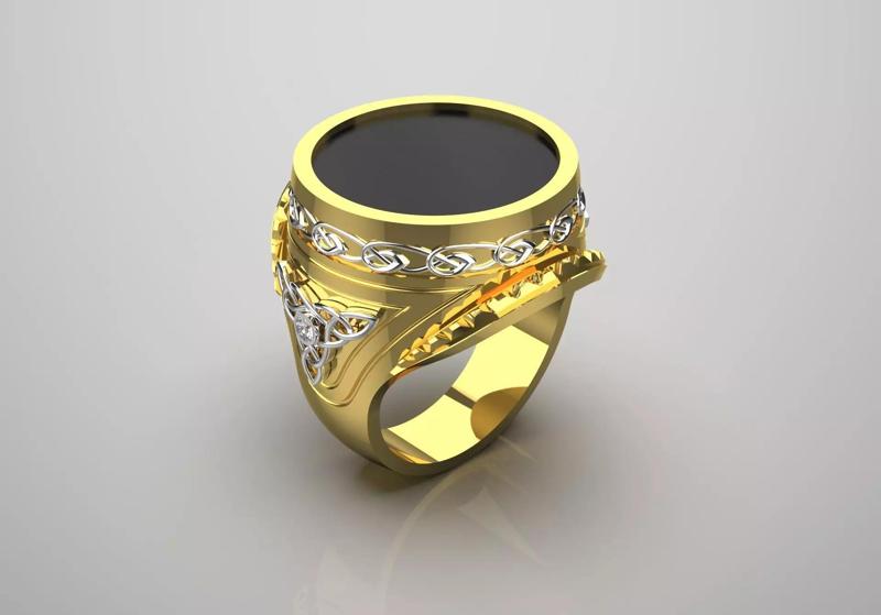 Luxury man ring with knot design onyx diamonds model mr0112
