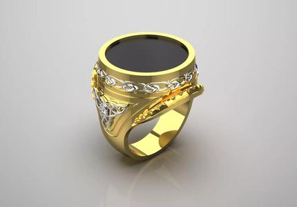 Luxury man ring with knot design onyx diamonds model mr0112