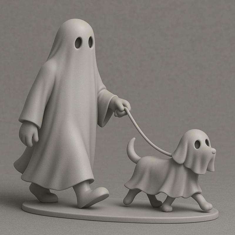 Ghost Walking Ghost Dog | Spooky Cute STL Figurine | Halloween 3D Print Model