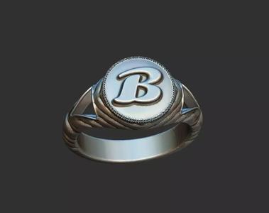 B Alphabet Signet Ring 2 Models