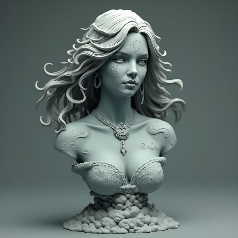 Mystic Sorceress Bust: 28-32mm Fantasy Miniature