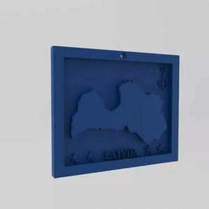 Latvia-Latvija Map 3d Print Model