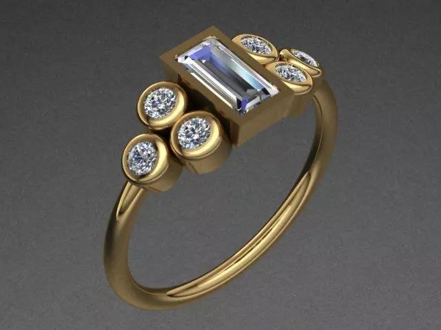 Baguette Diamond Golden Ring