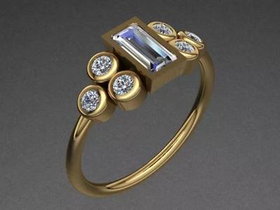 Baguette Diamond Golden Ring