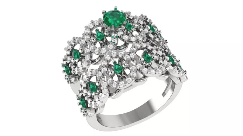 Emerald Bridal Set 3dm stl renders details