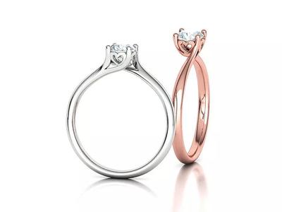 Aria Solitaire Hearts Ring with Half Carat Stone 3dprint ring