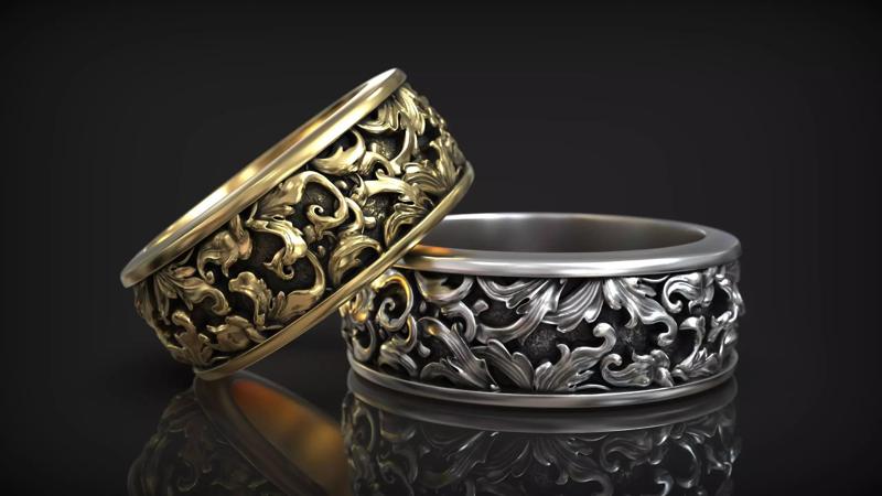 Art Deco Ornate Vintage Royal Pattern Wedding Band