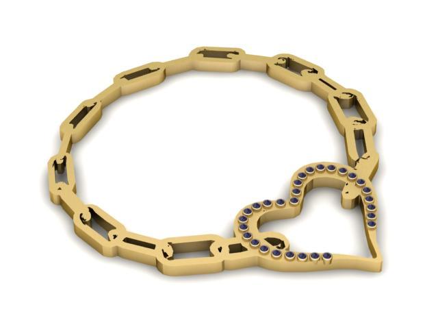 3D Printable Heart and Chain Bracelet