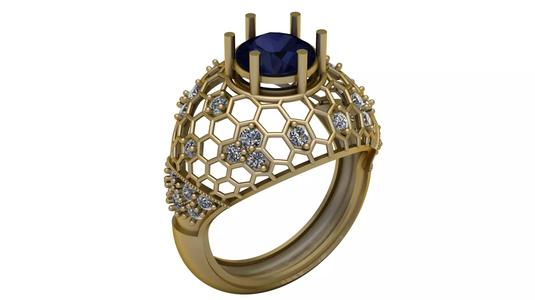ANTIQUE BLUE SAPPHIRE RING 3D PRINTABLE MODEL
