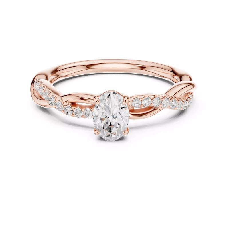 Oval Cu Diamond Twisted Band Engagement Ring 3DM STL Video